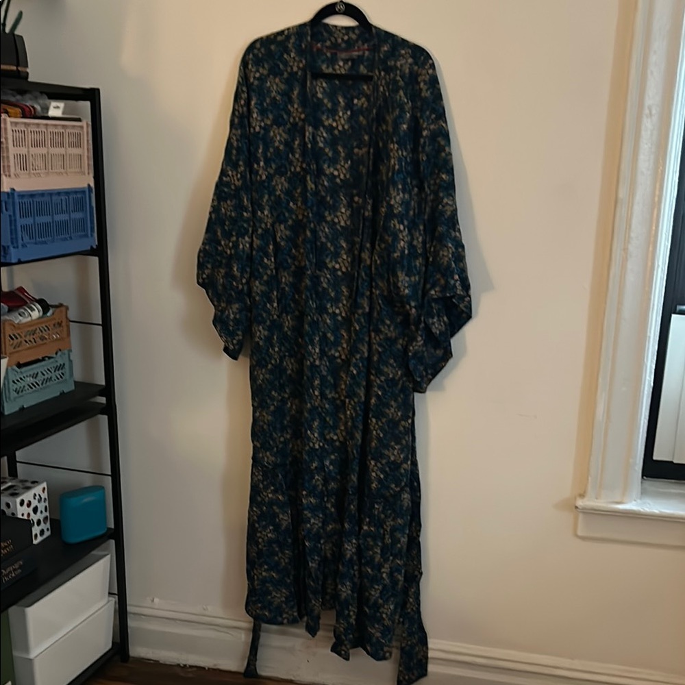 Anthropologie Floral Long Kimono Robe